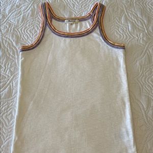 Madewell XS white tank rainbow trim